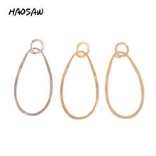 HAOSAW 26*47MM 6Pcs/Lot Oval Dangle Charm/Zinc Alloy/Rhodium/Matte Gold/Earring Findings/Jewelry Accessories/Handmade DIY Charms 2024 - buy cheap