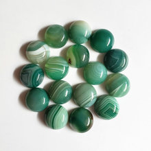 2018 moda listrado Verde onyx pedras naturais rodada encantos 20 Pçs/lote cabochão contas para jóias acessórios Anel nenhum buraco 16mm 2024 - compre barato