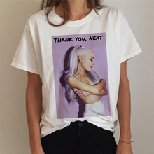 Camiseta ariana grande feminina, camiseta da moda com 7 anéis, de agradecimento e manga curta, ullzang, 90s, hip hop 2024 - compre barato