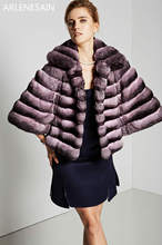 Arlenesain costume chinchilla fur feminino curto de camurça casaco de manga morcego gola quadrada das mulheres 2024 - compre barato
