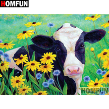 HOMFUN 5D DIY Diamond Painting Full Square/Round Drill "Animal cow" 3D Embroidery Cross Stitch gift Home Decor A01244 2024 - buy cheap