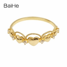 Кольцо BAIHE женское круглое из желтого золота 18 К с натуральными бриллиантами 0,04 карат H/SI 2024 - купить недорого