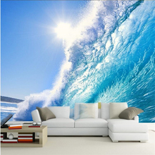 Beibehand-papel de parede personalizado 3d, profundo azul, oceano surf, ondas, grandes murais, tv, plano de fundo, foto, mural de parede 2024 - compre barato