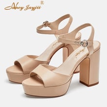 Women Sandals Ladies Shoes Solid Platform Ankle-Wrap Buckle Super High Square heels Sweet Leisure Fashion Basic 2019 Nancyjayjii 2024 - buy cheap