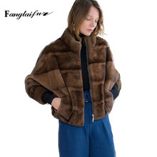 Ftangaiur 2021 Import Copenhagen Velvet Mink Fur Coat Mandarin Collar Full Sleeve Short Mink Coat Soft Real Mink Fur Coats 2024 - buy cheap