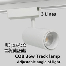 Luz Led COB de 36W para techo, lámpara de pista de aluminio de 3 líneas, ángulo ajustable, focos de 15-60 grados, 10 unids/lote 2024 - compra barato