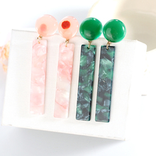Japanese And Korean Temperament Charm Pink Green Round Rectangular Acetic Acid Pendant Earrings Female Trendy Sweet Jewelry Gift 2024 - buy cheap