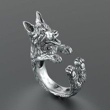 Wholesale New Vintage German Shepherd Rings Gold Silver Color Dog Promise Rings For Women Girl World Of Warcraft Aros Overwatch 2024 - buy cheap