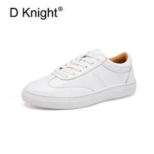 New Genuine Leather Women Flats 2018 Spring Fashion Sneakers Women Causal Shoes with Lace-up Ladies White Flat Platform Shoes 2024 - buy cheap