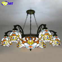 FUMAT Glass Pendant Lamps European Style Stained Glass Lamp For Living Room Glass Art Pendant Light Resturant LED Pendant Lamp 2024 - buy cheap