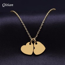 Double Heart Custom Necklace Engrave Letter Name For Gift Nameplate Pendant Choker Jewelry For Women 2024 - buy cheap