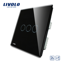 Livolo Black Pearl Crystal Glass Panel,AC 220-250 VL-C303SR-62, Wireless 2 Way Remote Home Light UK Switch,No remote controller 2024 - buy cheap