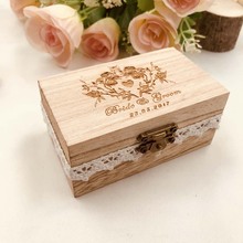 Personalized Wedding Ring Bearer Box, Cat wedding ring box with flower,Wood Custom Engraved Ring Box Wedding Ring Holder Box 2024 - buy cheap