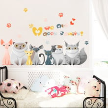 DIY Cartoon Nordic Style Cat Wall Stickers Living Room Bedroom Children's Room Nursery Layout Cabinets Door Home Decor Stickers 2024 - buy cheap