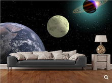 Custom children wallpaper,Earth Moon And Saturn With A New Sun,3D cartoon wallpaper for children's room ceiling PVC wallpaper 2024 - buy cheap