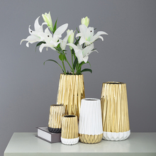 Креативная золотистая керамическая цветная ваза для цветов оригами, Скандинавская настольная ваза для цветов, художественная ваза для украшения дома 2024 - купить недорого