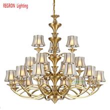 Large ceiling Chandelier Led Hanging Lamp hotel stair lighting fixture for Living Room church Retro Copper Chandeliers lustre 2024 - buy cheap