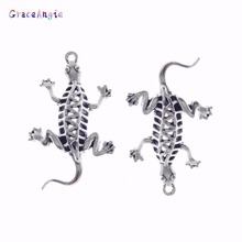 GraceAngie 10 piezas de Metal colgante Animal gecko cuentas joyería de diy fit para collar encantos pulsera resultados de la joyería DIY 2024 - compra barato