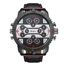 Top Brand OULM Mens 5.8cm Big Face Watches 4 Time Zone Leather Band Casual Quartz Watch Relogio Masculino Marca Original Grande 2024 - buy cheap