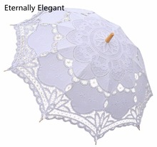 Новый кружевной зонт с хлопковой вышивкой, белый/слоновая кость, кружевной зонт Battenburg, зонтик с кружевом, Свадебный зонт, украшения, бесплатная доставка 2024 - купить недорого