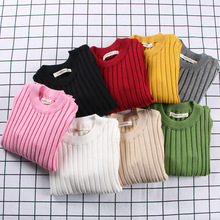 Fall 2018 Baby Kids Pullover Knitting Sweater Pink Green Blakc Yellow Gray Red Fashion Girl boy Children Clothes Ribbed Sweaters 2024 - buy cheap