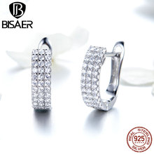 BISAER 100% Серебро 925 пробы классические простые геометрические маленькие женские серьги-гвоздики серьги для свадьбы, ювелирные изделия для помолвки ECE560 2024 - купить недорого
