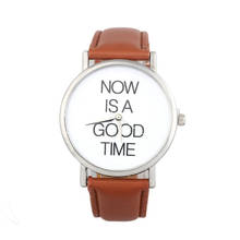 TZ#501 NOW IS A GOOD TIME Womens Leather Band Analog Quartz Dial Wrist Watch   2024 - buy cheap