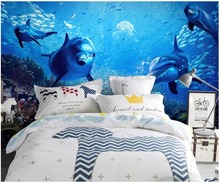 Papel de parede foto personalizada para paredes 3 d murais lindos golfinhos subaquáticos mundo 3d mar tv fundo papel de parede decoração de casa 2024 - compre barato