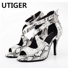 Women Latin Ballroom Dance Shoes Snake texture PU Salsa Dancing Shoes high Heel 7.5CM 8.5CM 10CM Waltz Tango Shoes 2024 - buy cheap