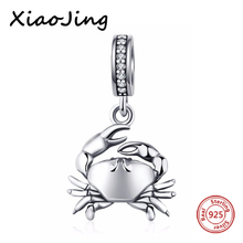 Xiaojing 925 Sterling Silver Beads Crab Pendant Charm with Stone Fit Original European Bracelet Diy Jewelry for Women Gifts 2020 2024 - buy cheap