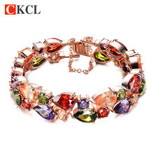 CKCL Brand Top Quality Gold Color Mona Lisa Multicolor Cubic Zircon Bracelet Bangles Christmas Gift Fashion Jewelry 2024 - buy cheap