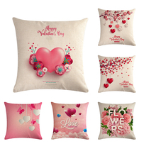 14 February Valentine Day Pattern Pillow Case Linen Pillowcase Decorative Pillows for Sofa Seat Cushion Cover Home Decor ZY802 2024 - buy cheap