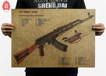 51x35cm Gun AKM Assault Rifle AK47 Poster Modified Structure Chart Kraft Paper Poster Wall Sticker 2024 - buy cheap