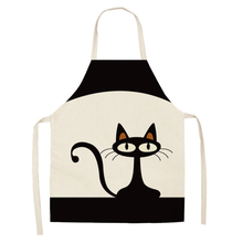 1 Pcs Cartoon Black Cat Pattern Kitchen Aprons for Woman Cotton Linen Sleeveless Apron Home Cooking Baking Bibs Cleaning Tools 2024 - buy cheap