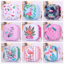 New Exquisite Flamingo Octagon Iron Box Tea Sugar Coffee Coin Storage Box Sundries Container Case Wedding Party Gift Box 2024 - buy cheap