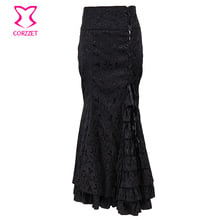 Faldas Vintage negras cola de sirena ajustados de talla grande con cordones Falda larga maxi para mujer falda de división asimétrica faldas con volantes de talla grande 2024 - compra barato