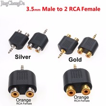 JCD Silver / Gold Audio Plug  Stereo 3.5mm Male To 2 RCA Female Y Splitter Audio Plug Adapter Converter 3.5 mm to rca 2024 - buy cheap