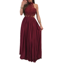 New Elegant Women Lace Long Dresses Ladies Sexy Halter Hollow Out Long Evening Party Beach Dress Sundress 2024 - buy cheap