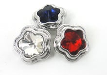 Free shipping Mini 1.2cm plum blossom & stone DIY  button metal charms 3color mix 2024 - buy cheap