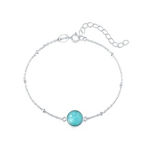 New Arrival Real 925 Sterling Silver Bracelet For Women Vintage & Simple Round Natural Amazonite Stone Bracelet Fine Jewelry 2024 - buy cheap