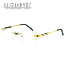 Titanium Rimless Eyeglasses Men Fashion Brand Designer Glasses Frames Prescription Optical Luxury Business Goggles Spring Leg 2024 - buy cheap