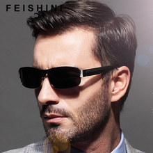 FEISHINI-gafas de sol clásicas de Metal para hombre, lentes rectangulares de calidad, de pesca polarizada, HD, color amarillo, protección UV antirreflectante 2024 - compra barato