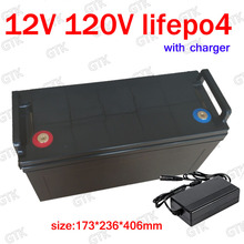 GTK-batería de litio Lifepo4, 12V, 120AH, 100A, BMS, 12,8 V, inversor de sistema de energía Solar, carretilla elevadora MPPT, RV + cargador de 10A 2024 - compra barato