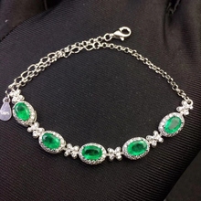 natural green emerald gem Bracelet Natural gemstone bracelet S925 silver fashion Elegant bowknot round girl party gift  jewelry 2024 - buy cheap