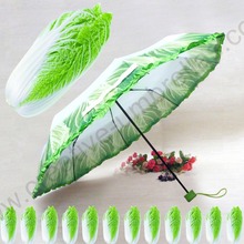 Three fold super light anti-rust imitation cabbage vegetable pencil umbrella compact windproof fiberglass gift parasol 2024 - buy cheap