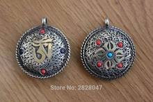 PN930 Ethnic Tibetan Buddhist Brass Om & Dorje Double Side Amulet Handmade Nepal 34mm Round Pendant 2024 - buy cheap