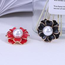 New Popular Gold Bias Rose Red Black Plum Pearl Rhinestone Brooch Pin High Grade Dancing And Party For Women Gift 2024 - buy cheap
