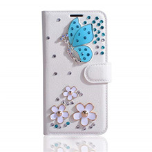 Блестящий чехол-бумажник с отделением для карт и цветком-бабочкой для девочек, кожаный чехол для Iphone XS Max XR X 8 7 6 6S Plus 5S SE 2024 - купить недорого