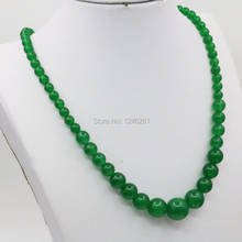 Ожерелье из зеленого халцедона 6-14 мм, цепочка с круглыми бусинами, женская бижутерия, подарки на вечеринку, халцедон 18 дюймов, натуральный камень на удачу 2024 - купить недорого