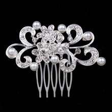 Treazy loral casamento tiara prata chapeado cristal simulado pérola penteados de cabelo nupcial acessórios para cabelo 2024 - compre barato